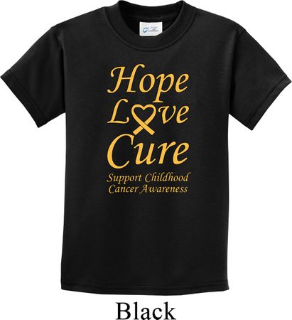 Kids Childhood Cancer Awareness Hope Love Cure Youth T-shirt