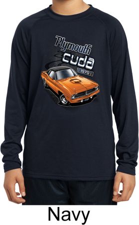 Kids Dodge 1970 Plymouth Hemi Cuda Dry Wicking Long Sleeve Shirt