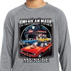 Kids Dodge Chrysler American Made Dry Wicking Long Sleeve Tee T-Shirt
