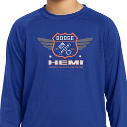Kids Dodge Garage Hemi Moisture Wicking Long Sleeve Shirt