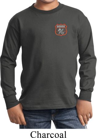 Kids Dodge Garage Pocket Print Long Sleeve Shirt