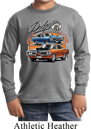 Kids Dodge Tee Blue and Orange Super Bee Youth Long Sleeve