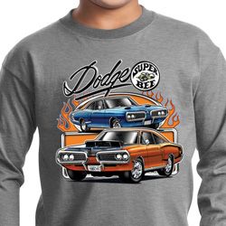 Kids Dodge Tee Blue and Orange Super Bee Youth Long Sleeve