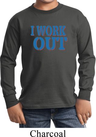 Kids Fitness Shirt I Work Out Long Sleeve Tee T-Shirt