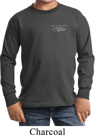 Kids Ford Mustang with Grill Pocket Print Long Sleeve Shirt