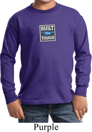 Kids Ford Shirt Built Ford Tough Small Print Long Sleeve Tee T-Shirt