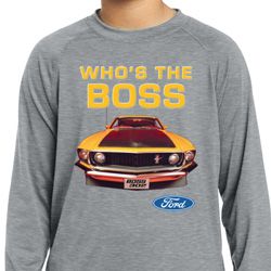 Kids Ford Shirt Mustang Who's The Boss Dry Wicking Long Sleeve Shirt