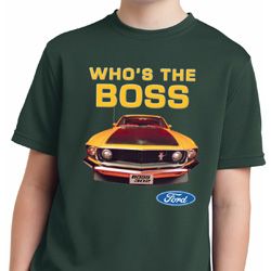 Kids Ford Shirt Mustang Who's The Boss Moisture Wicking Shirt