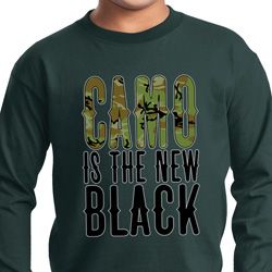 Kids Funny Shirt Camo is the New Black Long Sleeve Tee T-Shirt