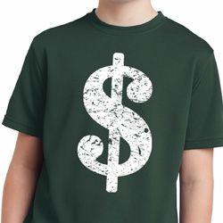 Kids Funny Shirt Distressed Dollar Sign Moisture Wicking Tee T-Shirt