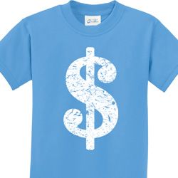 Kids Funny Shirt Distressed Dollar Sign Tee T-Shirt
