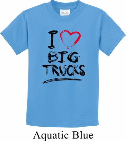 Kids Funny Shirt I Love Big Trucks Tee T-Shirt