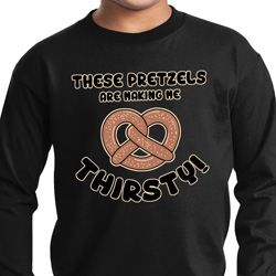 Kids Funny Shirt Thirsty Pretzels Long Sleeve Tee T-Shirt