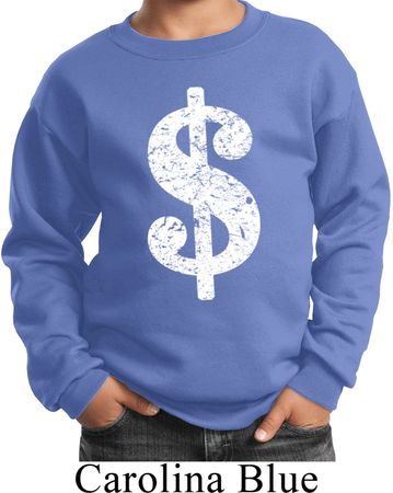 Kids Funny Sweatshirt Distressed Dollar Sign Sweat Shirt