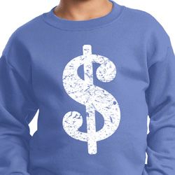 Kids Funny Sweatshirt Distressed Dollar Sign Sweat Shirt
