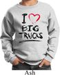 Kids Funny Sweatshirt I Love Big Trucks Sweat Shirt