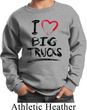 Kids Funny Sweatshirt I Love Big Trucks Sweat Shirt