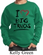 Kids Funny Sweatshirt I Love Big Trucks Sweat Shirt