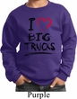 Kids Funny Sweatshirt I Love Big Trucks Sweat Shirt