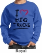 Kids Funny Sweatshirt I Love Big Trucks Sweat Shirt