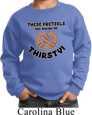 Kids Funny Sweatshirt Thirsty Pretzels Sweat Shirt