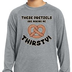 Kids Funny Thirsty Pretzels Dry Wicking Long Sleeve Tee T-Shirt