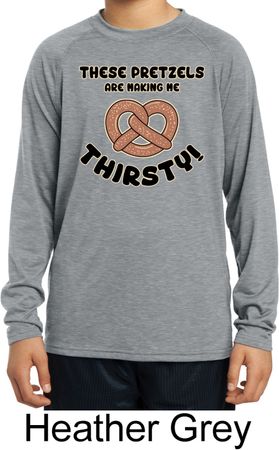 Kids Funny Thirsty Pretzels Dry Wicking Long Sleeve Tee T-Shirt