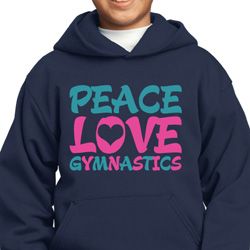 Kids Gymnast Hoodie Peace Love Gymnastics Hoody