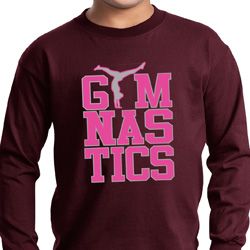 Kids Gymnast Shirt Gymnastics Text Long Sleeve Tee T-Shirt