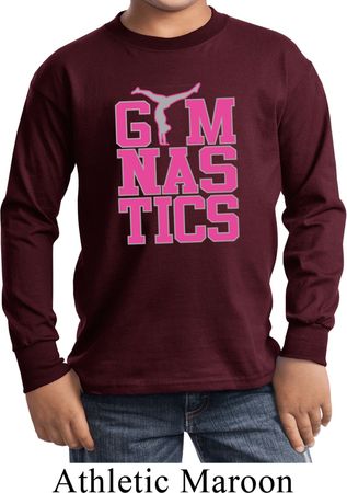 Kids Gymnast Shirt Gymnastics Text Long Sleeve Tee T-Shirt