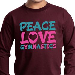 Kids Gymnast Shirt Peace Love Gymnastics Long Sleeve Tee T-Shirt
