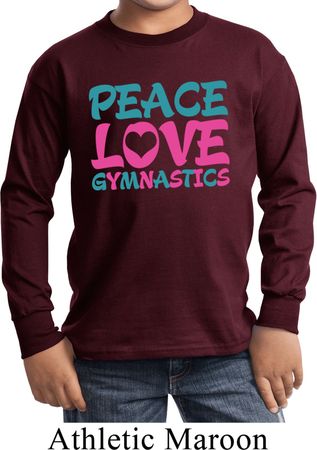 Kids Gymnast Shirt Peace Love Gymnastics Long Sleeve Tee T-Shirt