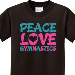 Kids Gymnast Shirt Peace Love Gymnastics Tee T-Shirt
