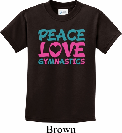 Kids Gymnast Shirt Peace Love Gymnastics Tee T-Shirt