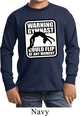 Kids Gymnast Shirt Warning Gymnast Long Sleeve Tee T-Shirt
