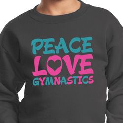 Kids Gymnast Sweatshirt Peace Love Gymnastics Sweat Shirt