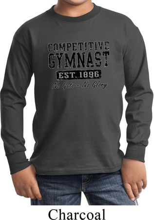 Kids Gymnastics Shirt Competitive Gymnast Long Sleeve Tee T-Shirt