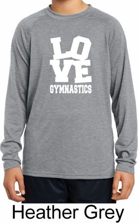 Kids Gymnastics Shirt Love Gymnastics Dry Wicking Long Sleeve T-Shirt