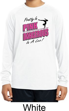 Kids Gymnastics Shirt Pretty in Pink Dry Wicking Long Sleeve T-Shirt