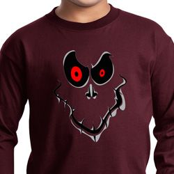Kids Halloween Shirt Ghost Face Long Sleeve Tee T-Shirt