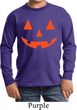 Kids Halloween Shirt Orange Jack O Lantern Long Sleeve Tee T-Shirt
