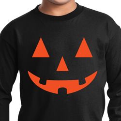 Kids Halloween Shirt Orange Jack O Lantern Long Sleeve Tee T-Shirt