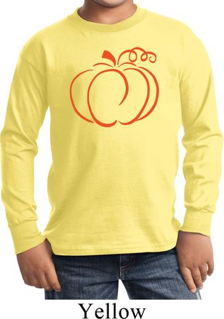 Kids Halloween Tee Pumpkin Sketch Youth Long Sleeve