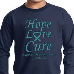 Kids Ovarian Cancer Hope Love Cure Youth Long Sleeve