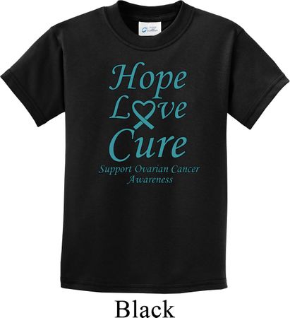 Kids Ovarian Cancer Hope Love Cure Youth T-shirt