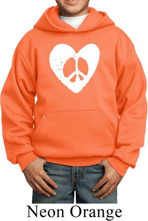 Kids Peace Hoodie Hippie Heart Peace Youth Hoody