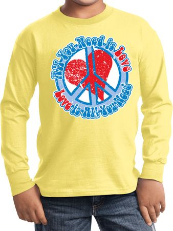 Kids Peace Shirt All You Need is Love Long Sleeve Tee T-Shirt