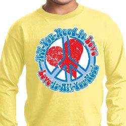 Kids Peace Shirt All You Need is Love Long Sleeve Tee T-Shirt