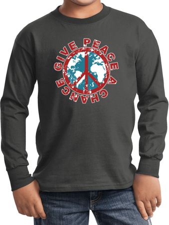 Kids Peace Shirt Give Peace a Chance Long Sleeve Tee T-Shirt