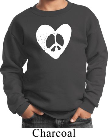 Kids Peace Sweatshirt Hippie Heart Peace Youth Sweat Shirt
